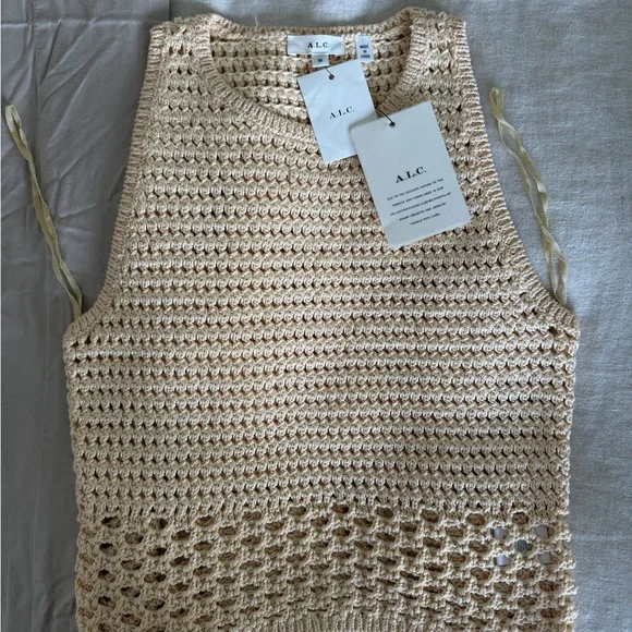 A.L.C. Crochet Knit Sleeveless Top in Light Beige - Picture 2 of 3